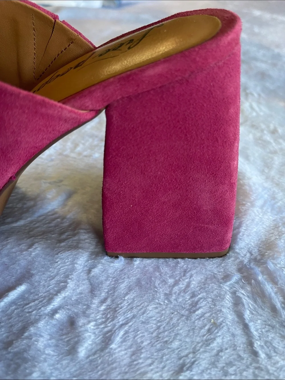 Free People Women's Pink Suede Slide Sandals Size 8.5